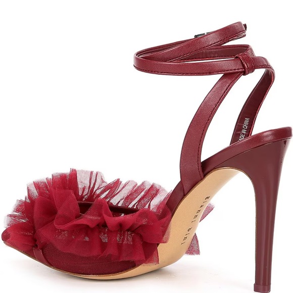Gianni Bini Burgundy Ruffle Heels - Picture 3 of 6